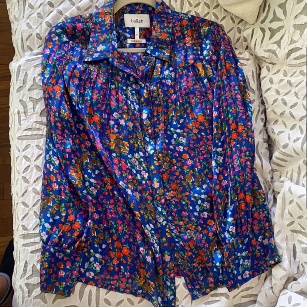 Ba&Sh Rive Blue Button Down Blouse - Picture 7 of 10